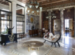 Villa Kérylos, grand salon (andron), vue de l'exposition "Hubert Le Gall - Une fantaisie grecque"